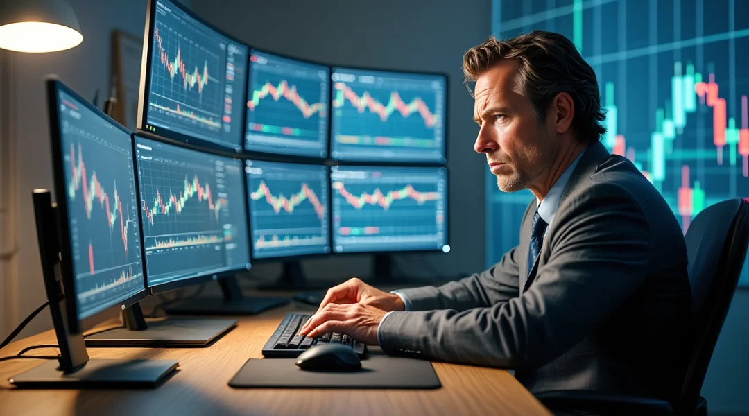 Trader lidando com as emoções enquanto opera no mercado financeiro, demonstrando foco, clareza e controle emocional durante o day trade